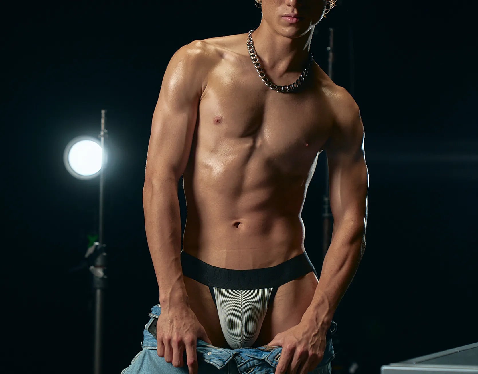 PUMP! Washed Denim Bleach Jockstrap - BANG & STRIKE (view 9)
