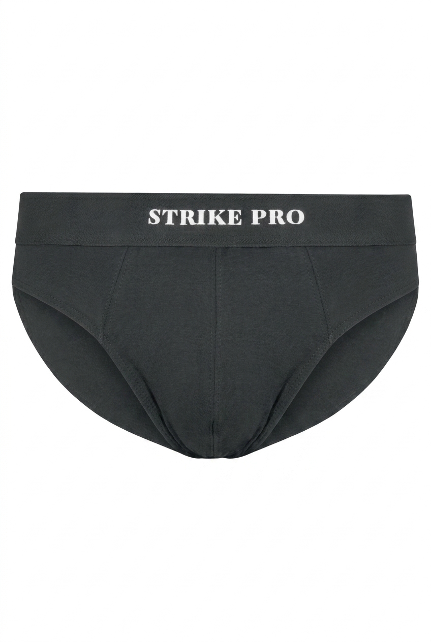 STRIKE PRO Core Cotton Hip Brief in Graphite grey, front product shot