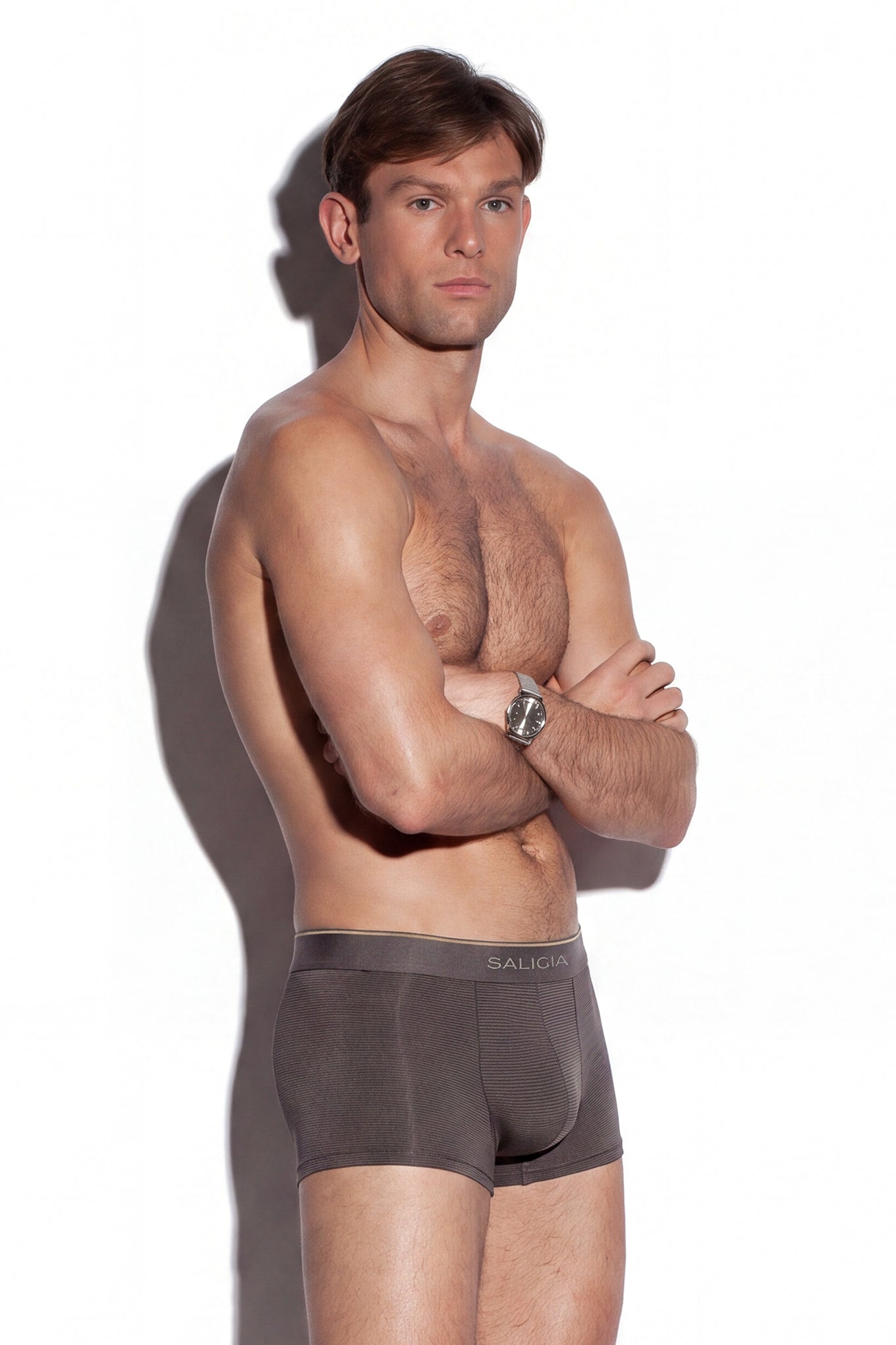 SALIGIA Grey Modal Classic Striped Trunk