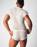 TEAMM8 Allure Sheer Cropped Tee Platinum
