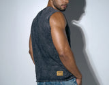 PUMP! Washed Denim Black Tank Top - BANG & STRIKE (view 2)