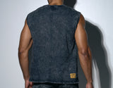 PUMP! Washed Denim Black Tank Top - BANG & STRIKE (view 4)