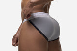 Close-up rear view of the PUMP! Net Sidecut Brief cotton back and black elastic
