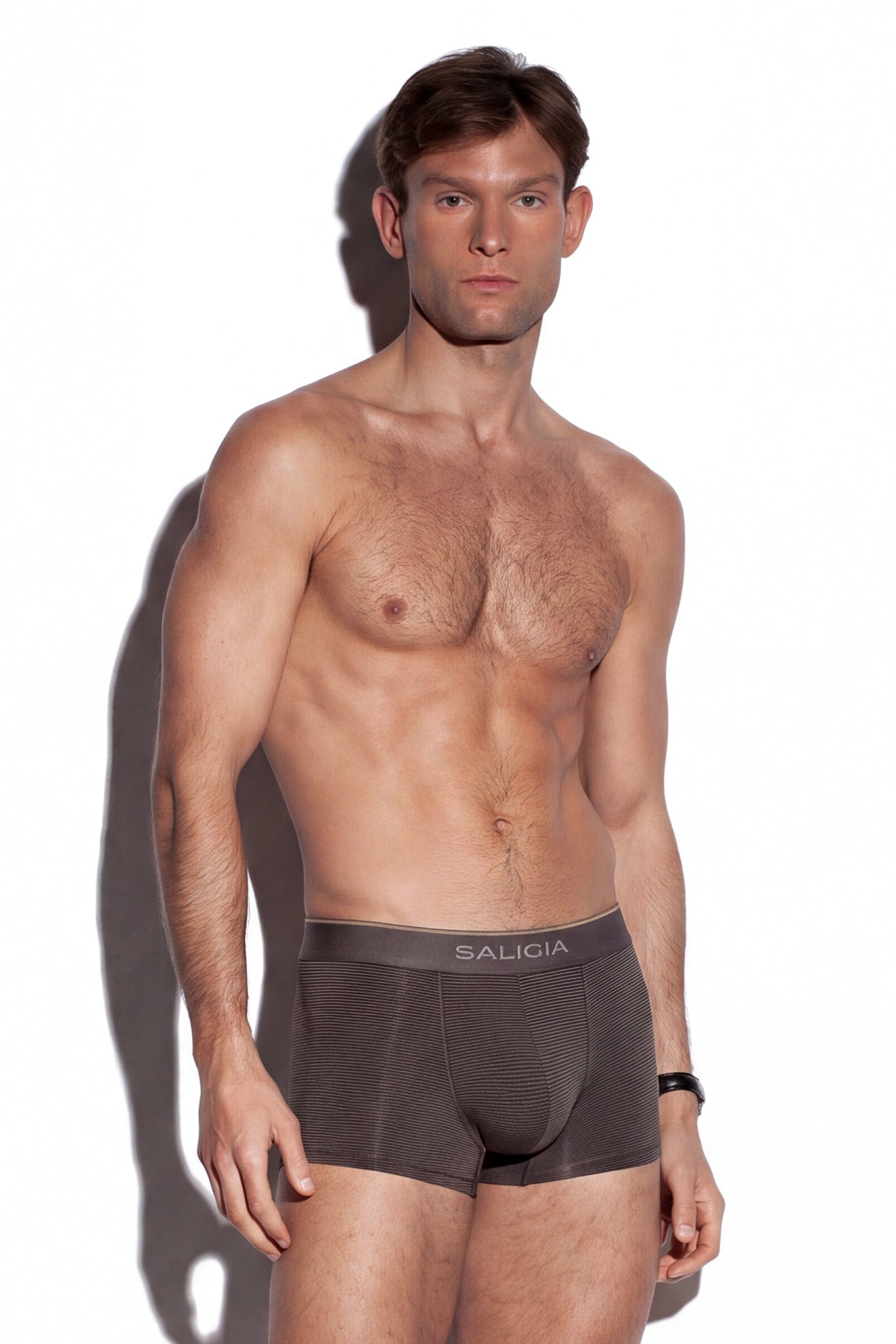 SALIGIA Grey Modal Classic Striped Trunk